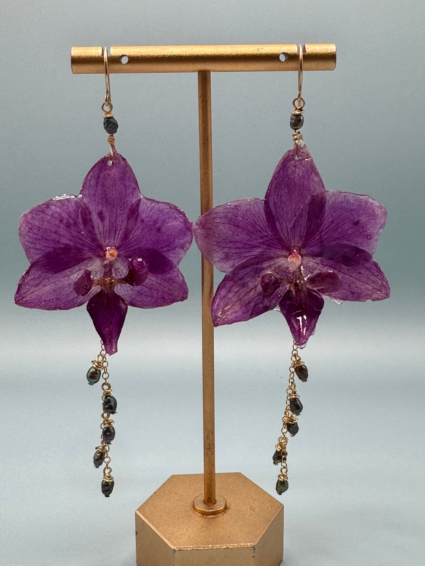 Evening Glory — Violet Orchid Earrings