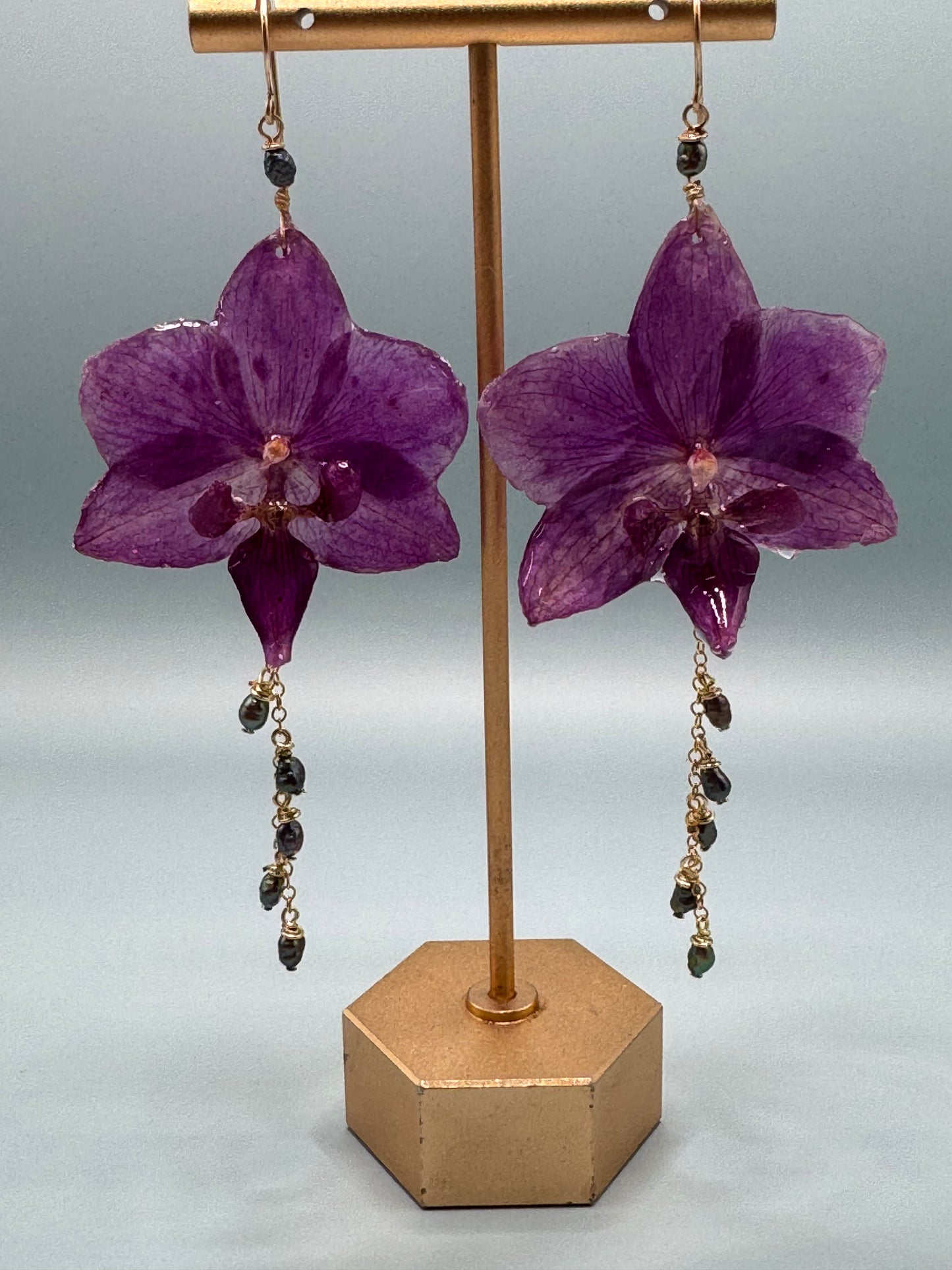 Evening Glory — Violet Orchid Earrings