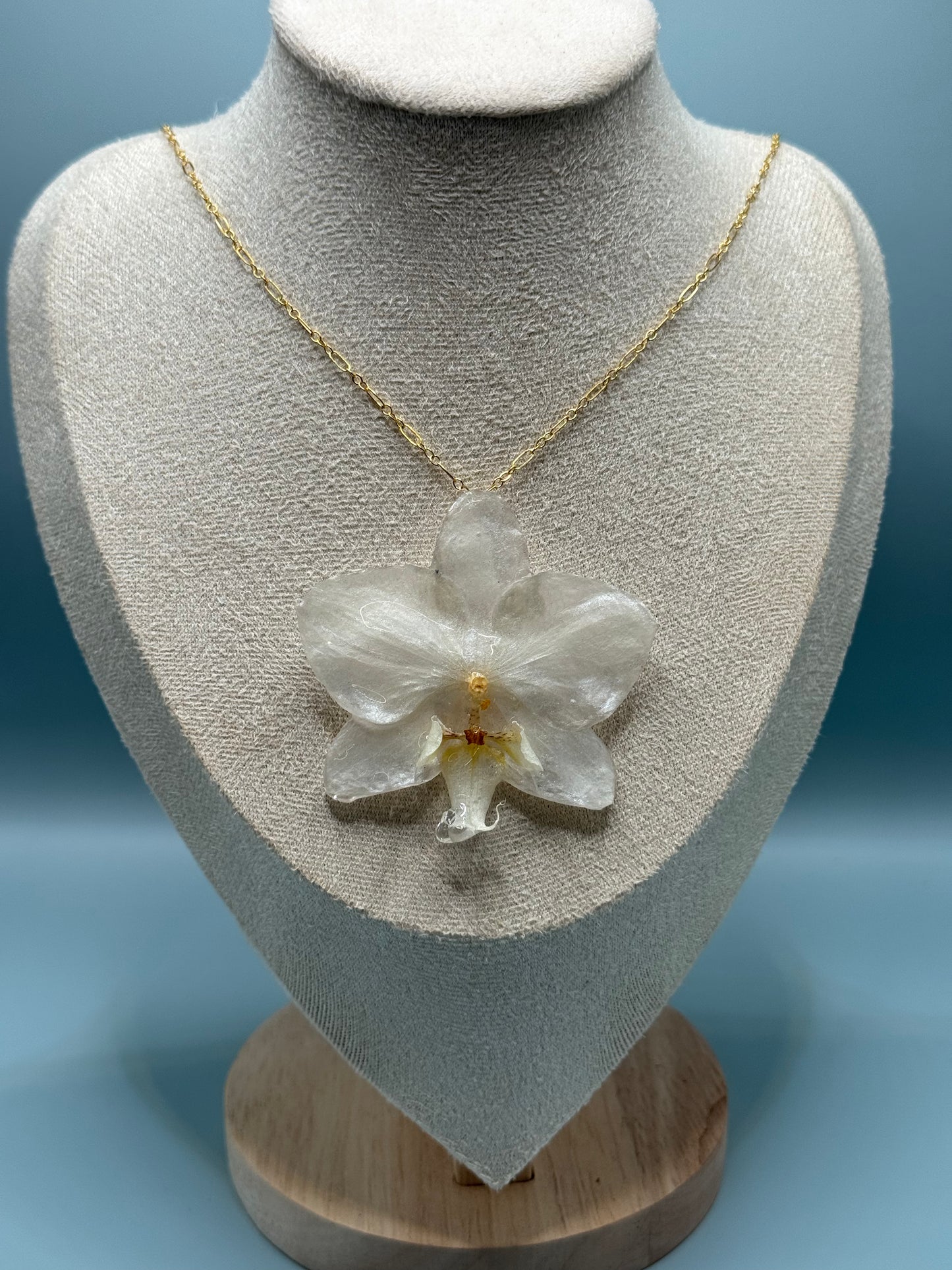 Seraphim Bloom — White Orchid Pendant Necklace
