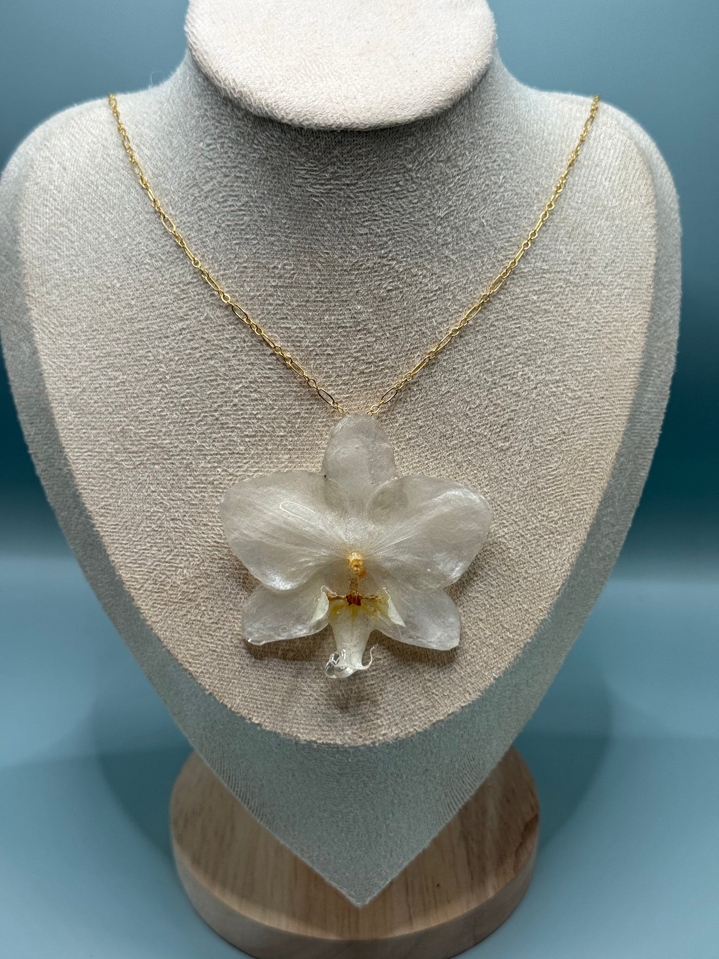 Seraphim Bloom — White Orchid Pendant Necklace