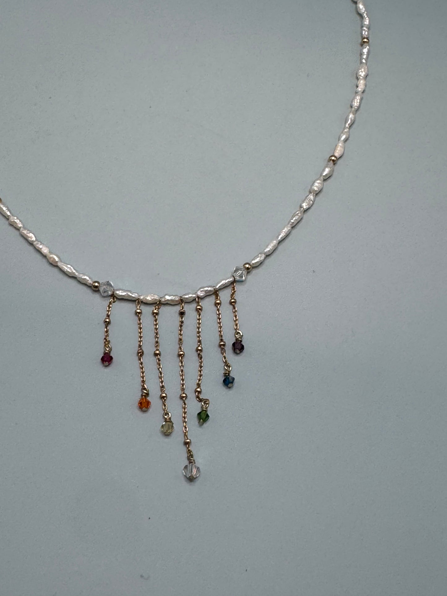 Promise Falls — Rainbow Crystal Fringe Necklace
