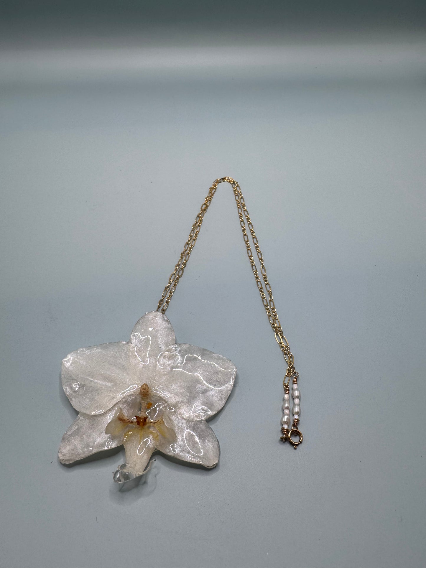 Seraphim Bloom — White Orchid Pendant Necklace