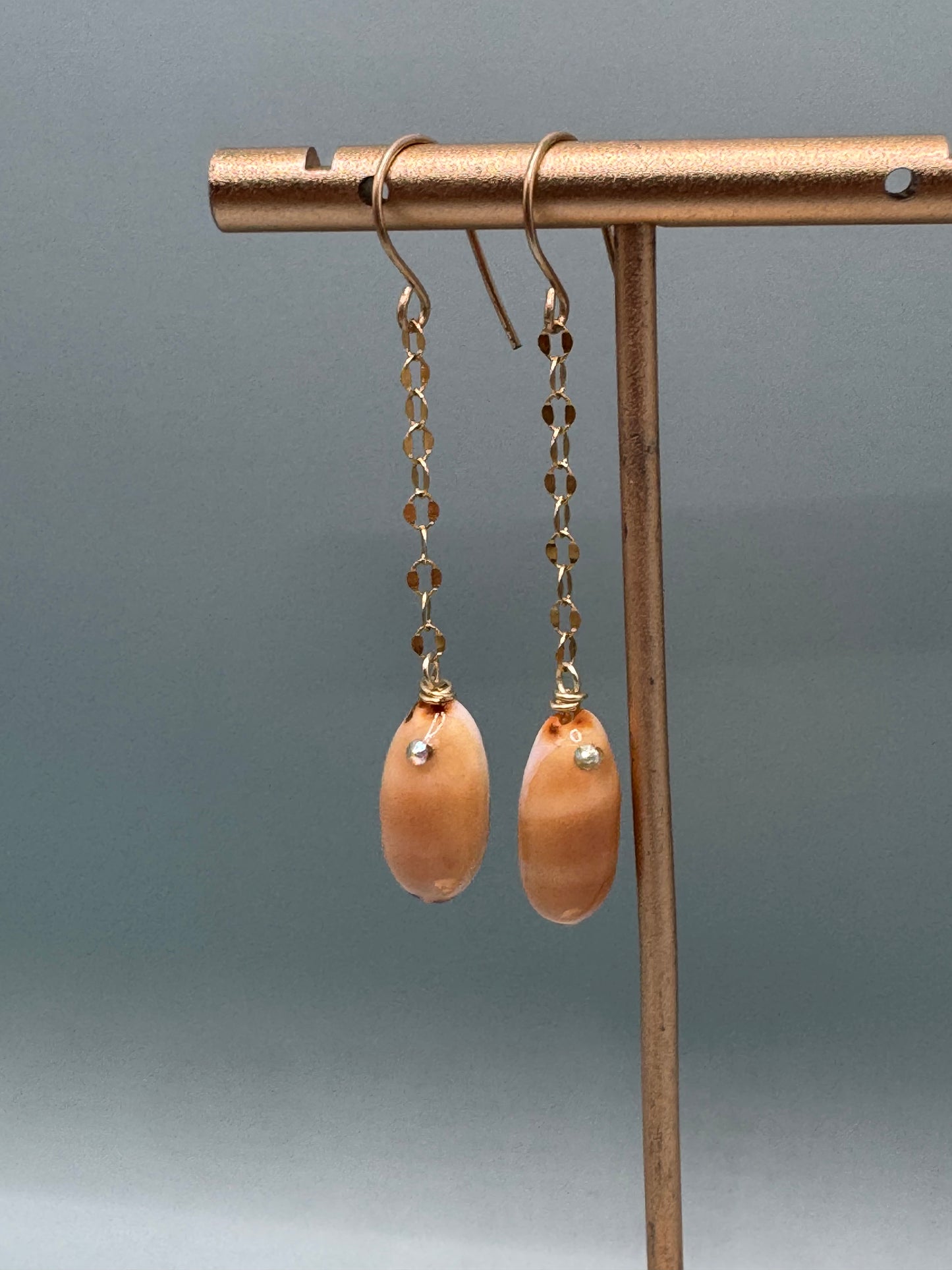 Shore Line — Peach Cowrie Dangle Earrings