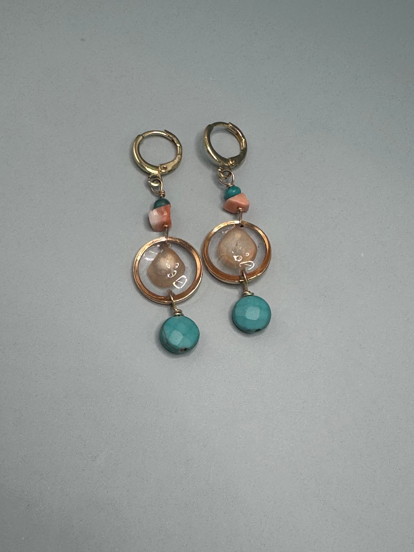 Garden Rain — Pink Bloom and Sea Glass Earrings