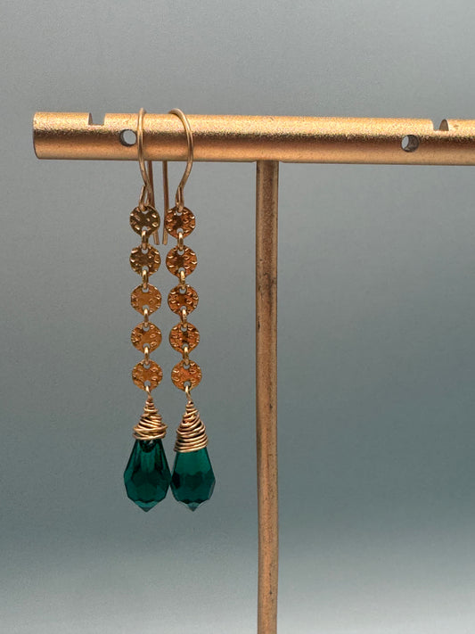 Emerald Coin — Green Malachite Coin Earrings