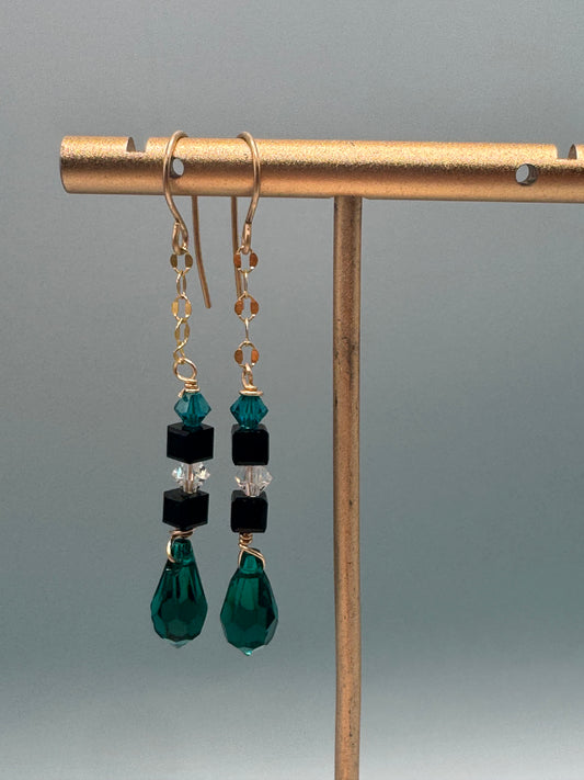 Cedar Song — Emerald Cube Drop Earrings