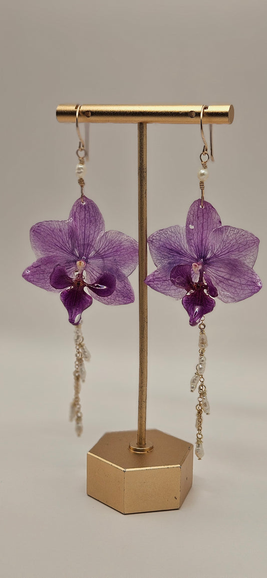 Purple Orchid Earrings