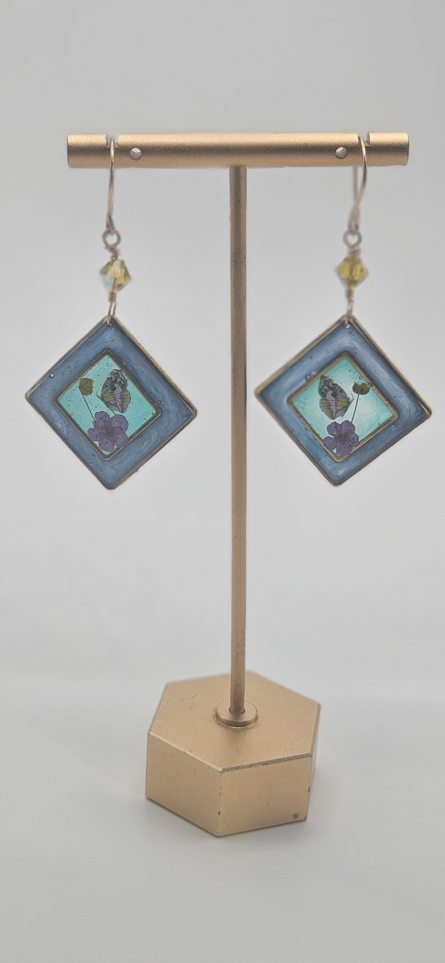 Blue resin earrings