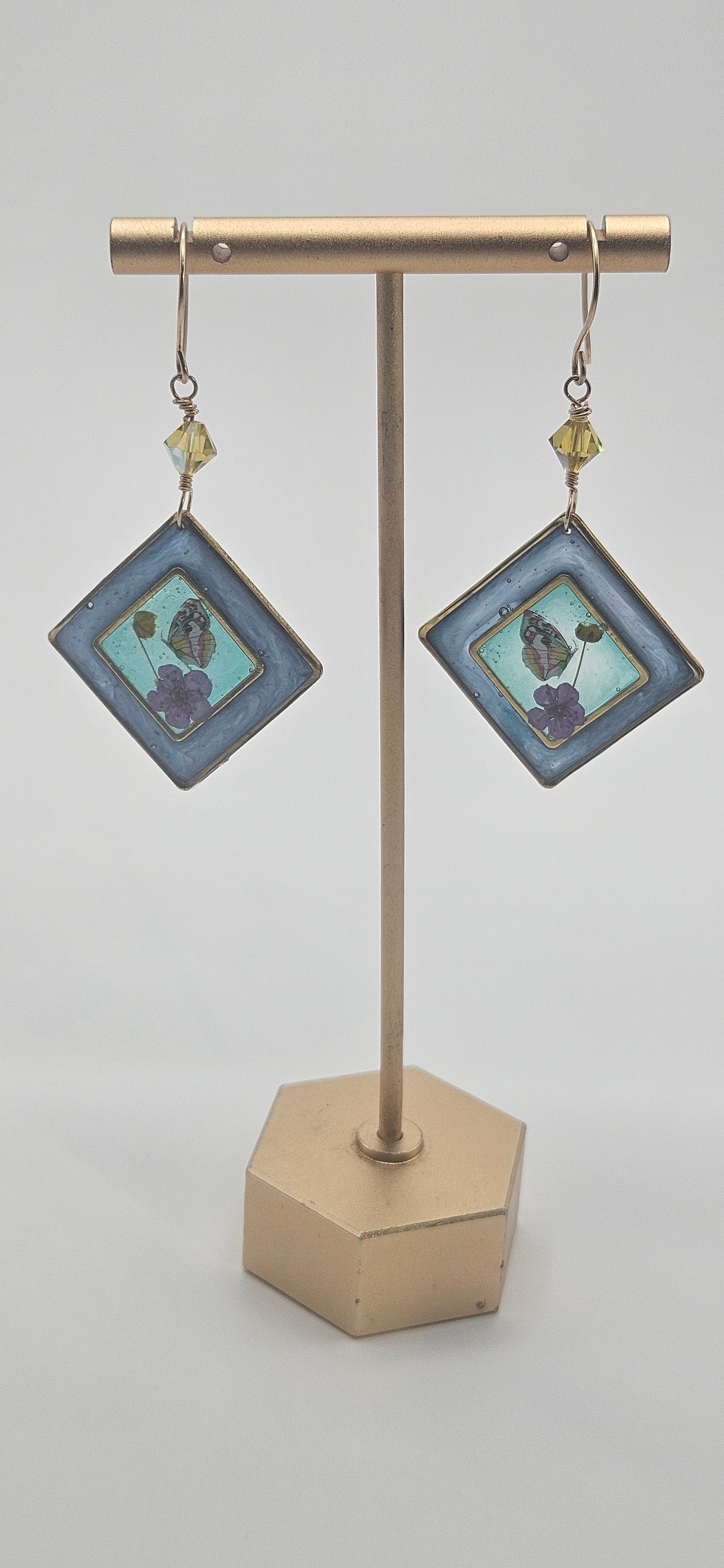 Blue resin earrings