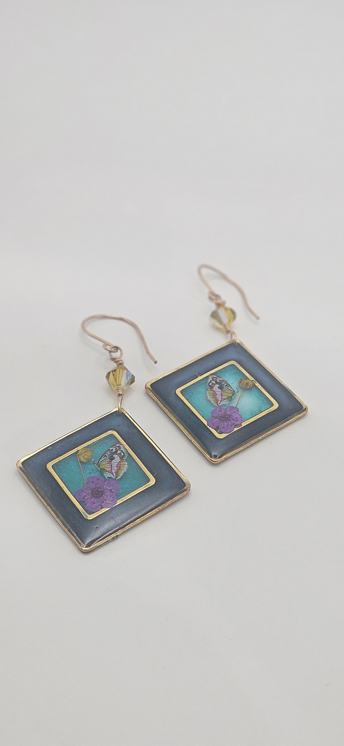 Blue resin earrings