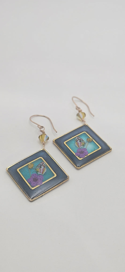 Blue resin earrings